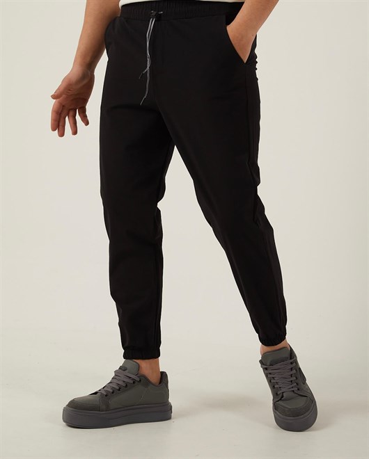 Siyah Renk Paraşüt Kumaş Jogger Erkek Pantolon