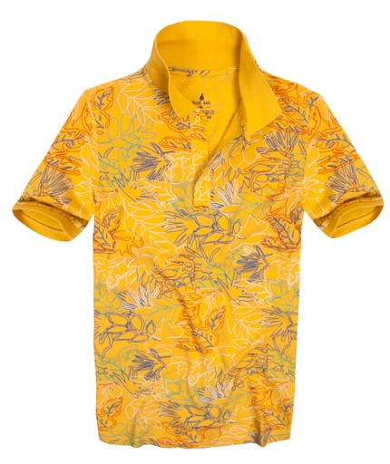 Sarı Renk Desenli Polo Yaka Erkek Tişört